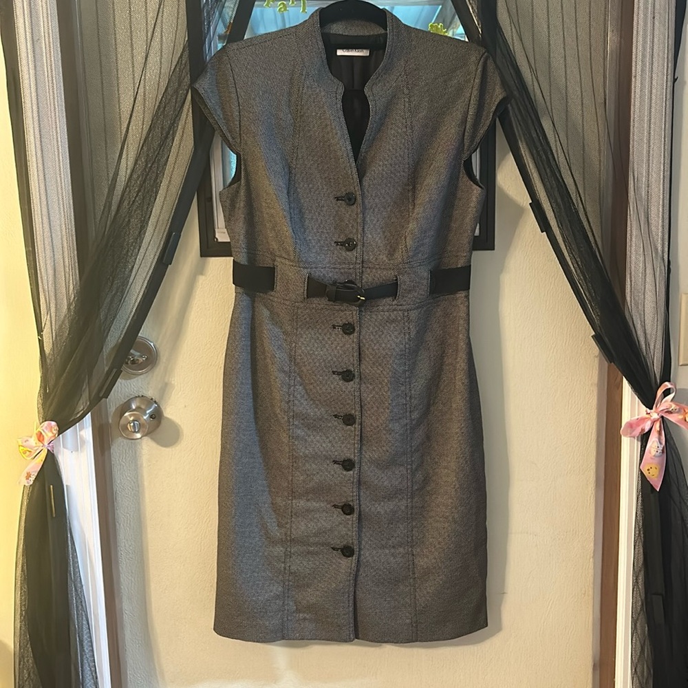 Black and White Button-down Calvin Klein Dress